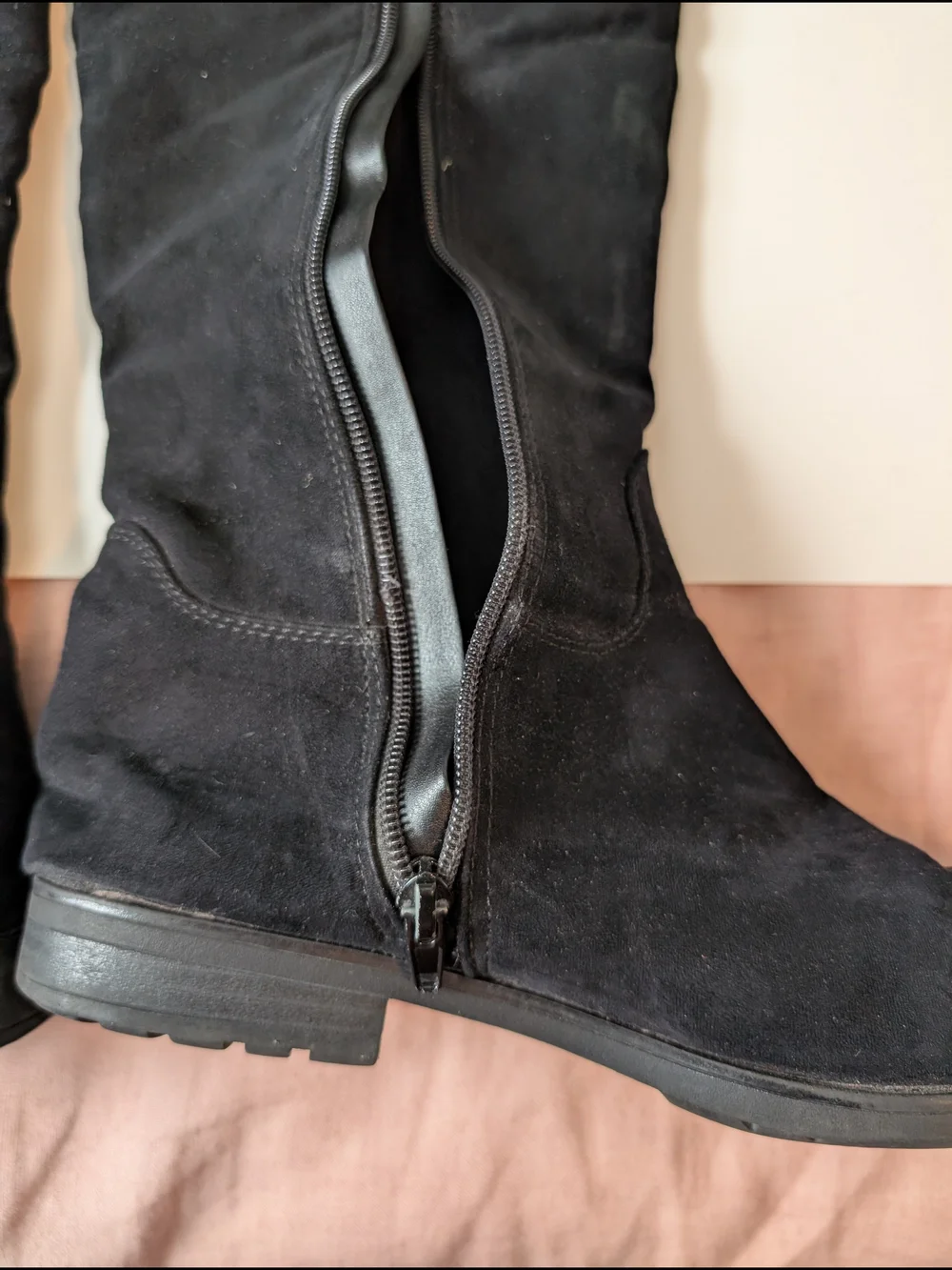 Black Over-the-Knee Fold-Top Women's Boots
